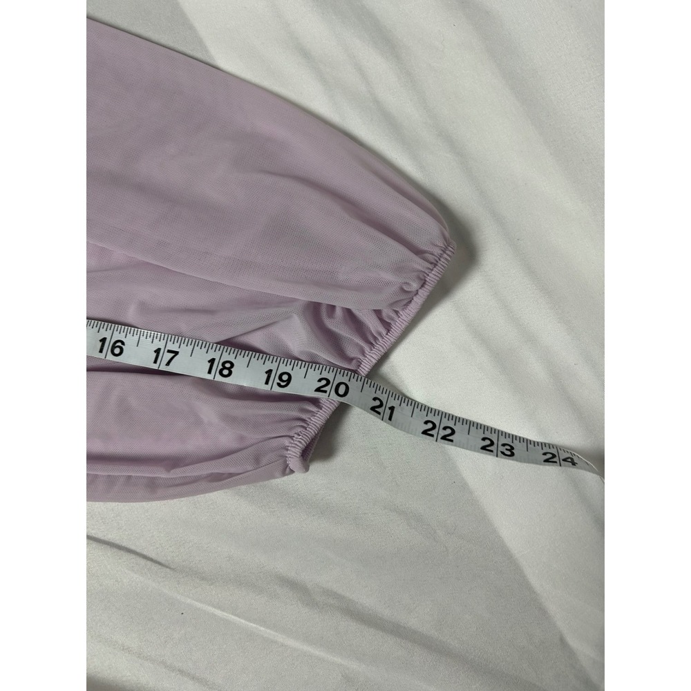 NWT Fashion Nova Your Eyes On Me Top Lavender Ruched Mesh Balloon Sleeve Crop L - Picture 10 of 14